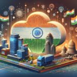 Illustration of India map with AI icons and compliance checklist