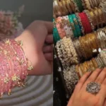 Stacks of colourful Indian glass bangles on a vendor’s display