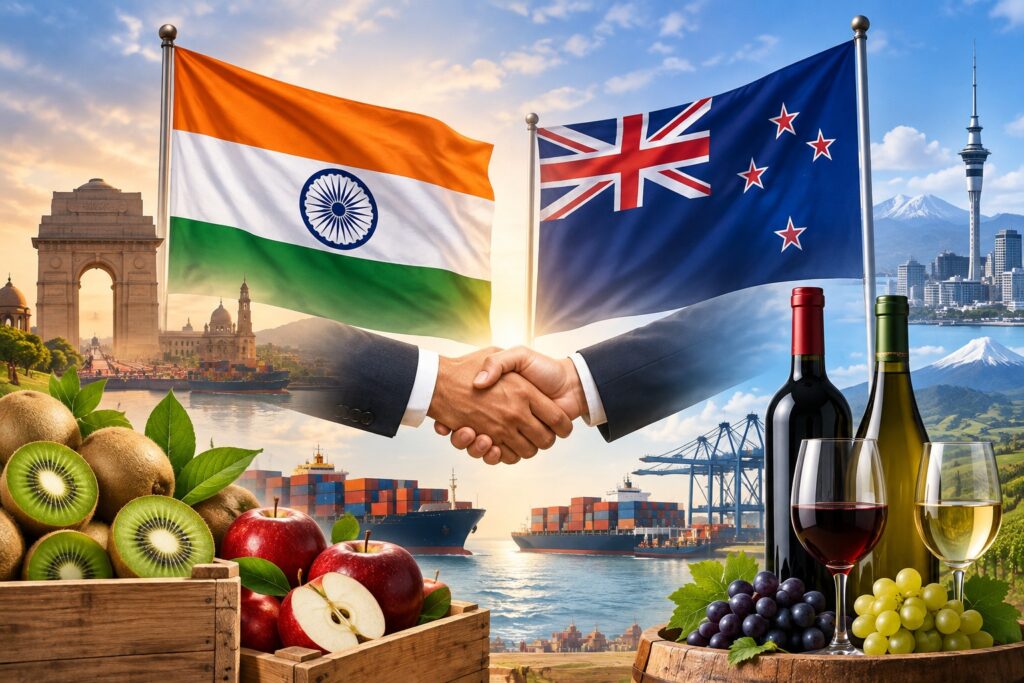 India-New Zealand FTA: न्यूजीलैंड संसद ने 93-29 से दी मंजूरी — Kiwi, Apple, Wine होंगे सस्ते, भारत का बड़ा Trade Win