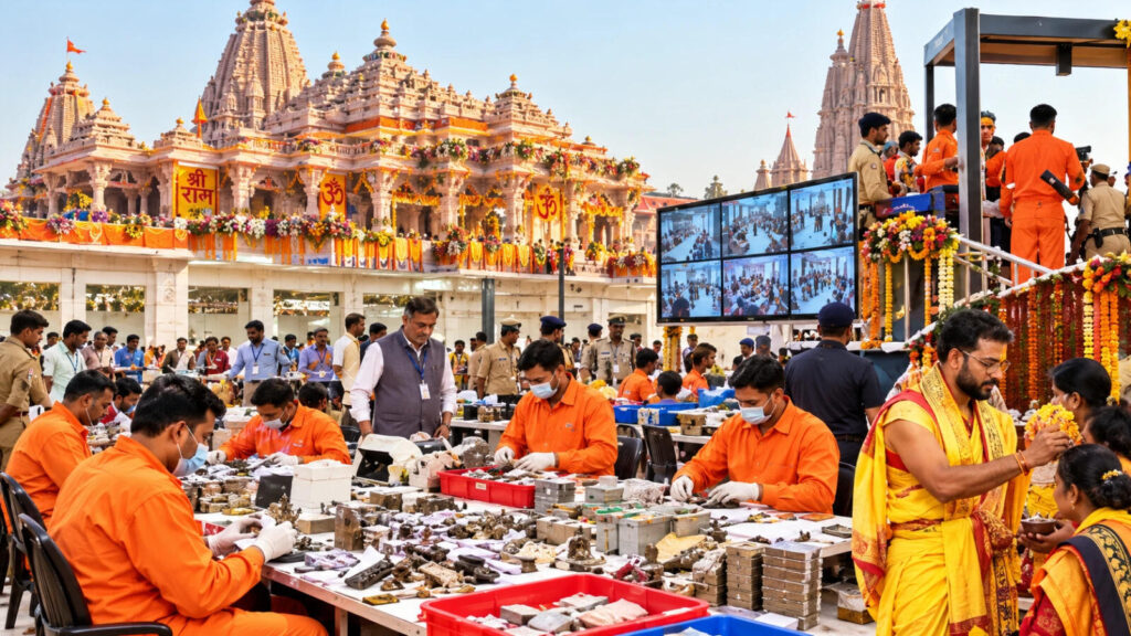राम मंदिर में चढ़ावे की गिनती अब केसरिया जंपसूट में — जेब नहीं, मोबाइल नहीं, सिर्फ पारदर्शिता