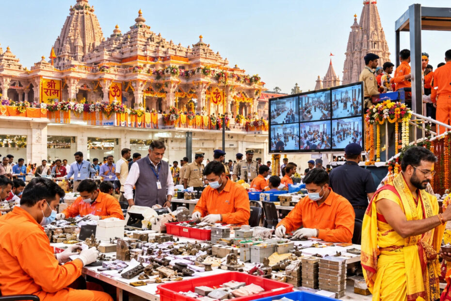 राम मंदिर में चढ़ावे की गिनती अब केसरिया जंपसूट में — जेब नहीं, मोबाइल नहीं, सिर्फ पारदर्शिता